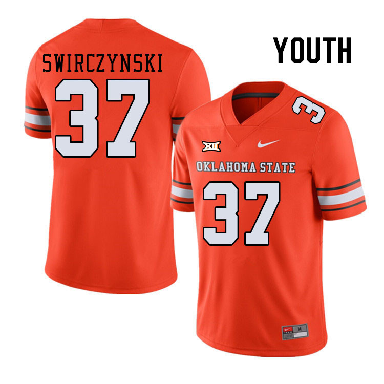 Youth #37 Seth Swirczynski Oklahoma State Cowboys College Football Jerseys Stitched-Alternate Orange